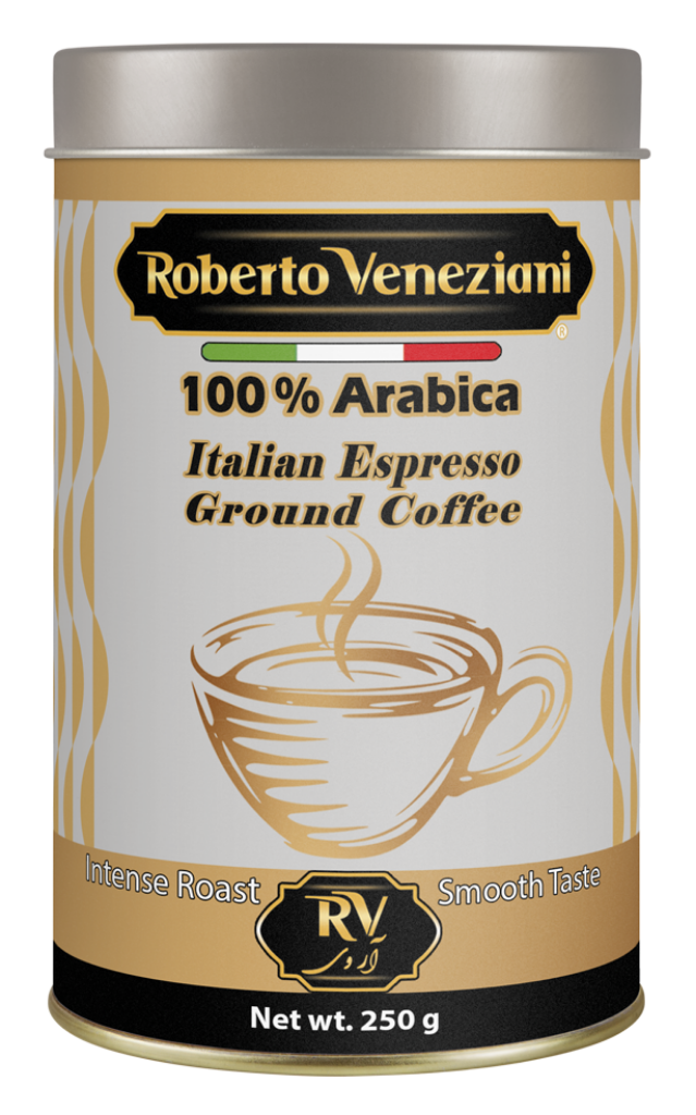 پودر قهوه  روبرتو ونزینی Roberto Veneziani اسپرسو 100% عربیکا حجم 250 گرمی